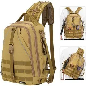 TOMSHOO Fishing Backpack Tackle Bag, Lightweight Sling Tackle Storage Bag Water-Resistant Fishing Tackle Backpack with Rod Holder Large Fish並行輸入 Fishing Backpack Tackle Bag \u2013 TOMSHOO